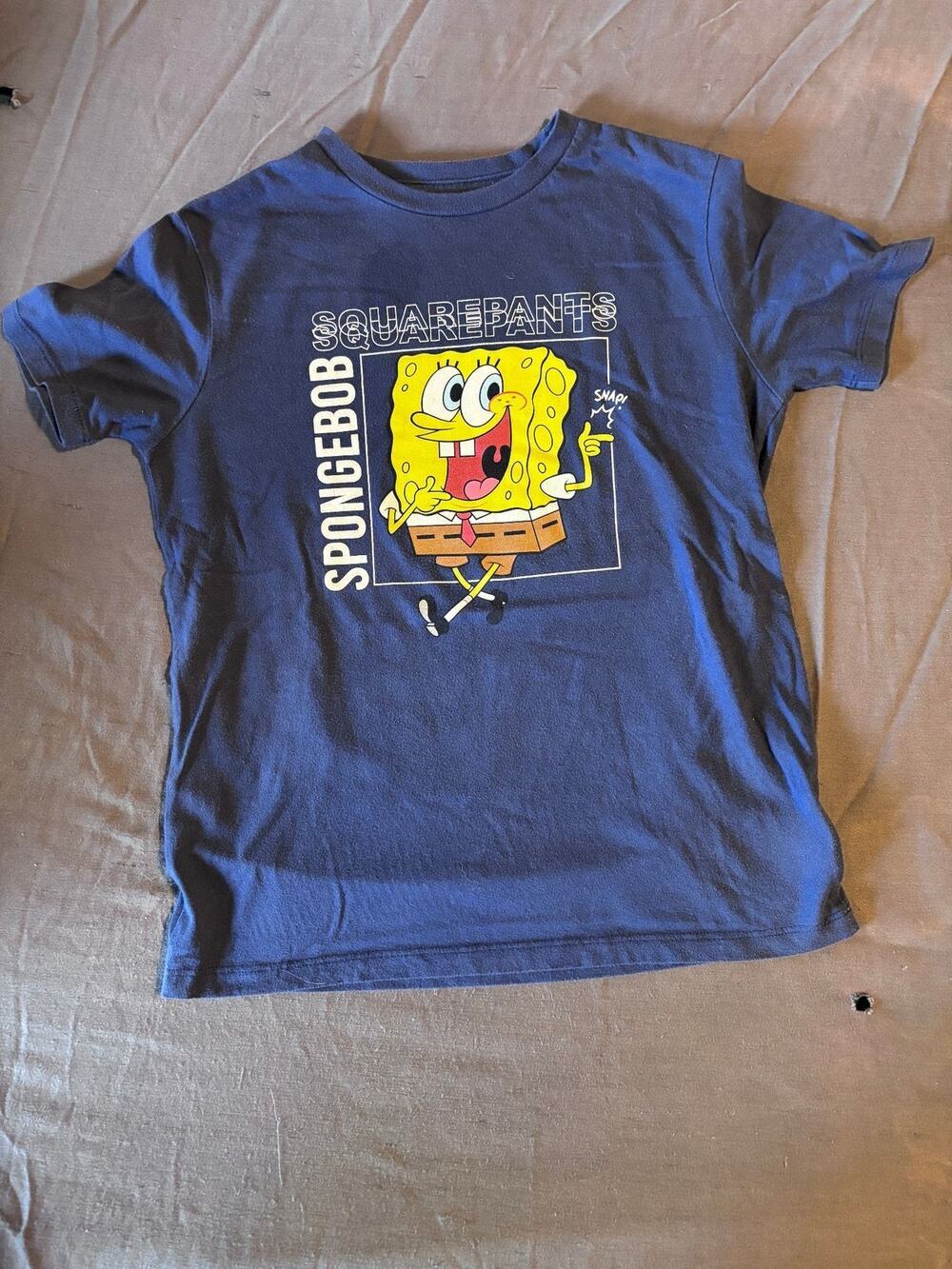 Nickelodeon SpongeBob T-Shirt Kids L 10-12 Navy Short Sleeve Graphic Tee